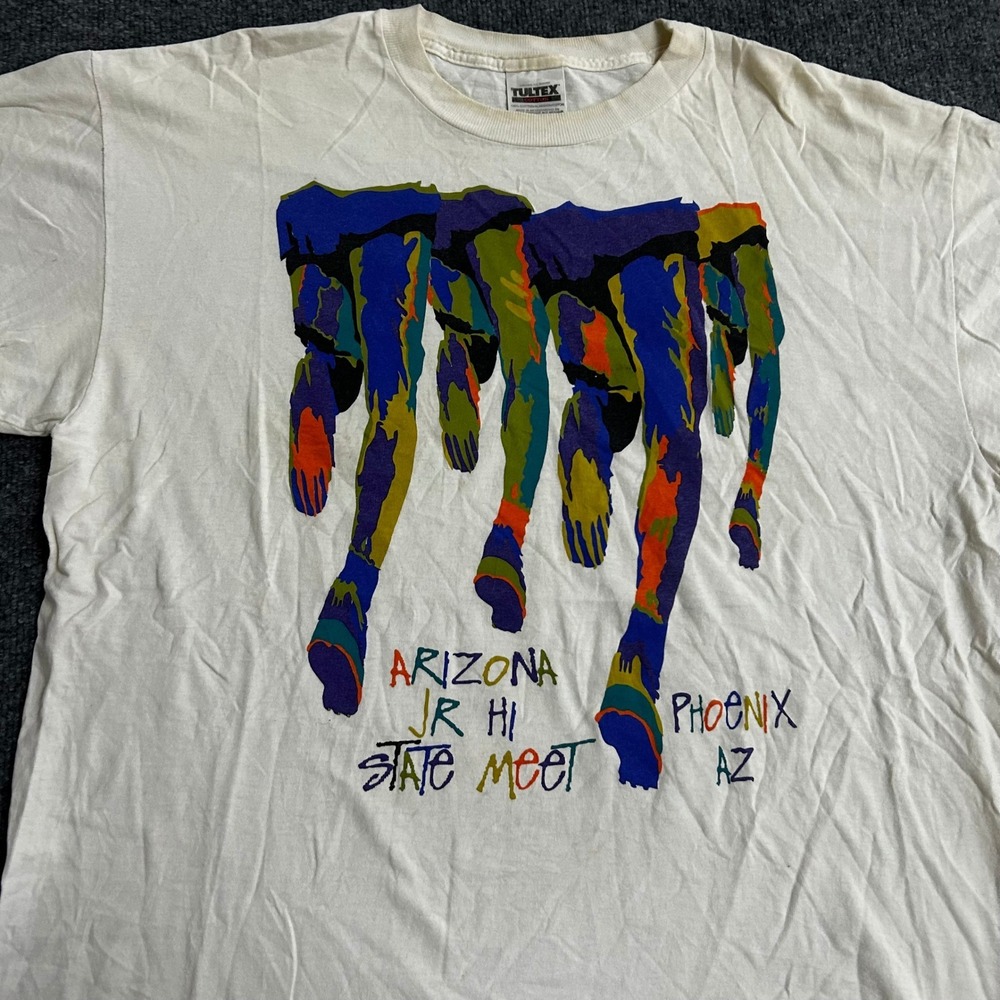 Tultex T-Shirt Mens Size XL White Arizona Jr Hi State Meet Phoenix Graphic